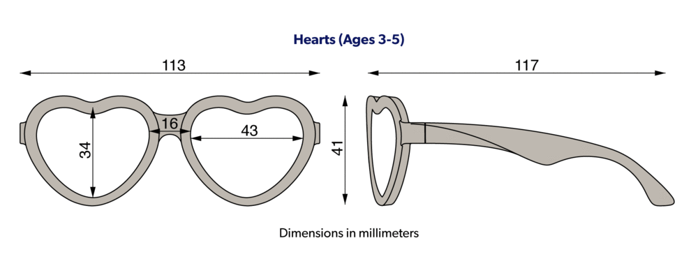 Babiators Hearts Sunglasses Classic Dimensions