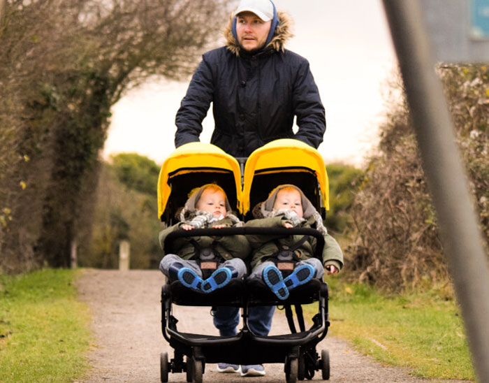 Mountain Buggy Nano Duo Double Stroller used to carry twins