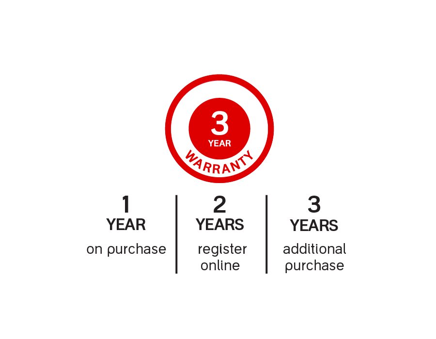 Up to 3 years of product warranty